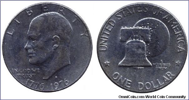 USA, 1 dollar, 1976, Cu-Ni, 1776-1976, Eisenhower, Bell.                                                                                                                                                                                                                                                                                                                                                                                                                                                            