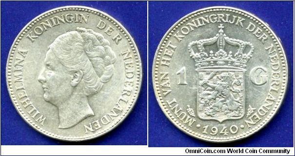 1 Gulden.
Queen Wilhelmina I (1890-1948).


Ag720f. 10gr.