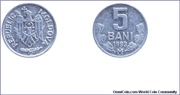 Moldova, 5 bani, 1993, Al.                                                                                                                                                                                                                                                                                                                                                                                                                                                                                          