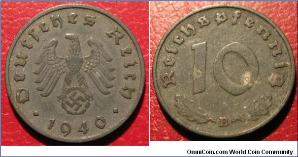 10 Reichspfennig, Nazi Period, Swastika, ZINC TYPE