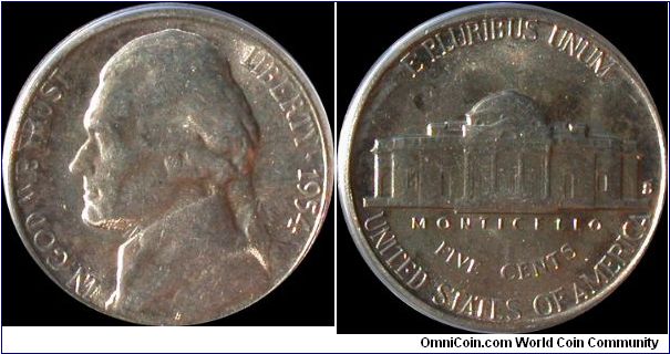 1954-S Jefferson Nickel
S Over D