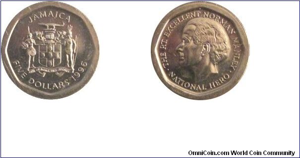 1996 5 Dollars - The Rt. Excellent Norman Manley