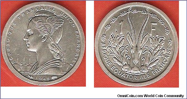 French Equatorial Africa
1 franc
aluminum
Paris Mint