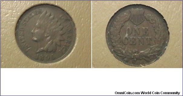 U.S. 1895 1 Indian Head Cent KM# 90a 