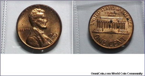 U.S. 1963-D 1 Cent KM# 201 