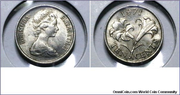 Bermuda 1971 10 Cents KM# 17 