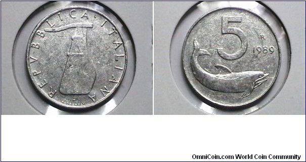Italy 1989R 5 Lire KM# 92 