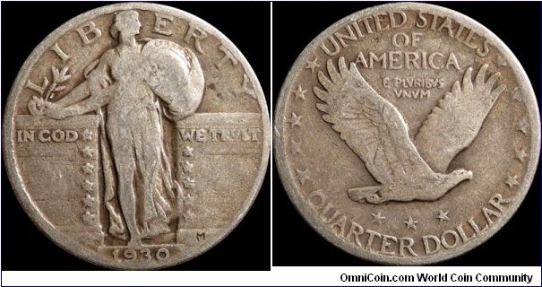 USA 25 Cents 1930 Standing Liberty
