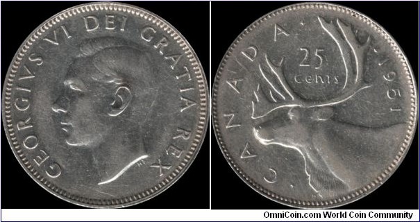 ~SOLD~ Canada 25 Cents 1951