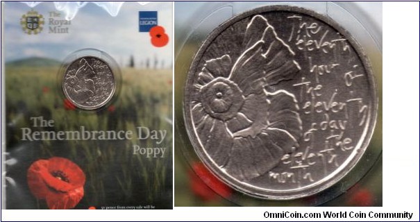 The Remembrance day Poppy Medal from the Royal Mint