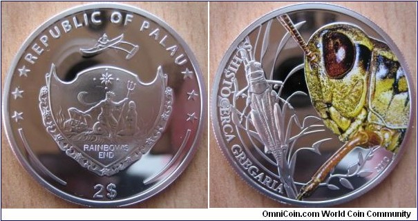 2 Dollars - World of insects - Grasshopper - 15.55 g Ag .925 Proof - mintage 1,000