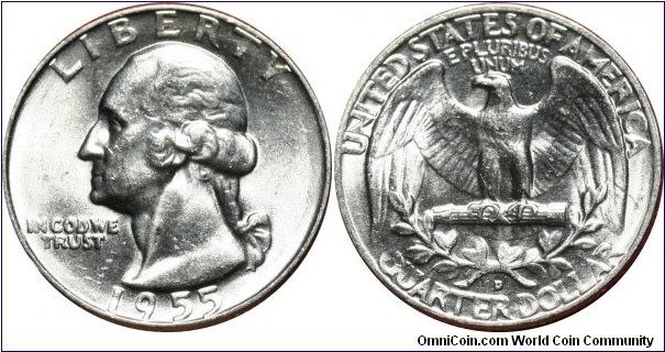 ¼ dollar, 1955-D
