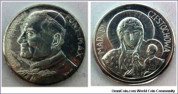 Vatican oj Joannes Pavlvs II Czestochowa medal, 36 MM