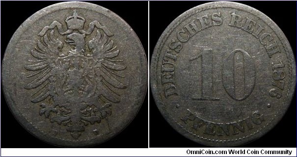 German Empire 10 Pfennig 1876-D