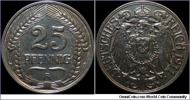 German Empire 25 Pfennig 1911-A