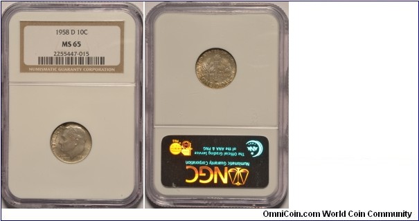 1958D Roosevelt Dime MS65 NGC