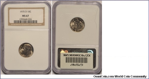 1975D Roosevelt Dime MS67 NGC