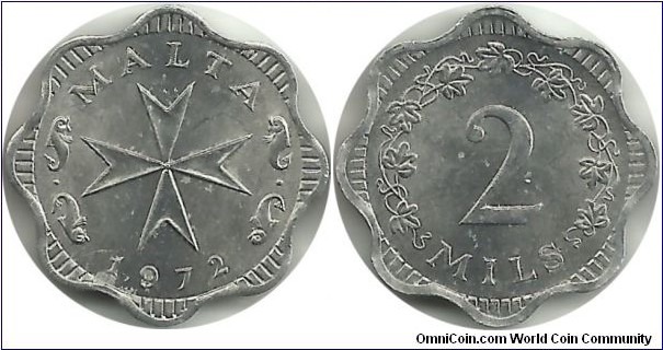 Malta 2 Mils 1972