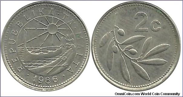 Malta 2 Cents 1986