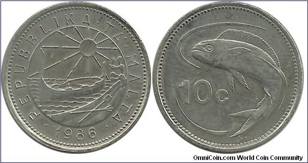 Malta 10 Cents 1986