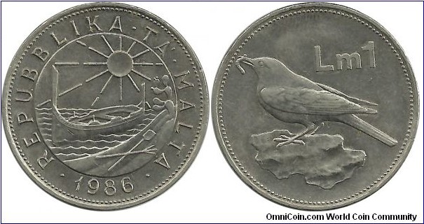Malta 1 Malta Pound 1986