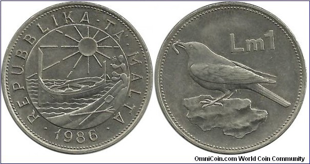 Malta 1 Malta Pound 1986