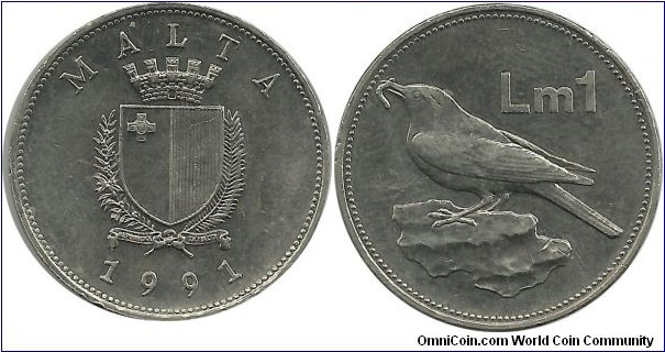 Malta 1 Malta Pound 1991