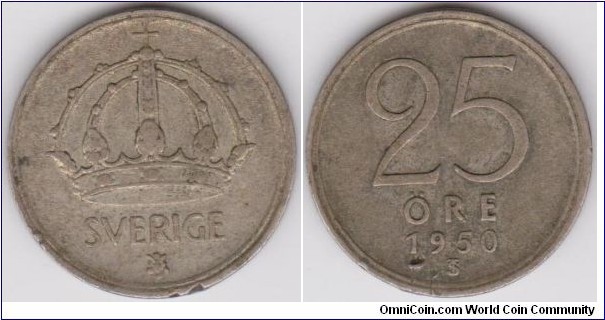 1950 Sweden 25 Öre