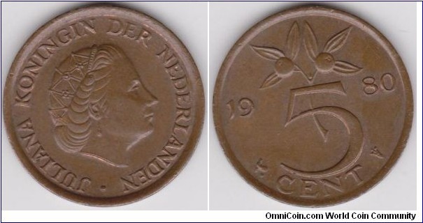1980 Netherlands 5 Cent