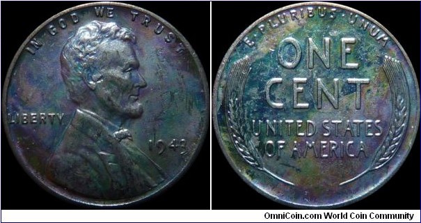 USA 1 Cent 1943 - Toned