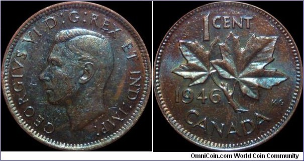 Canada 1 Cent 1946 - Toned