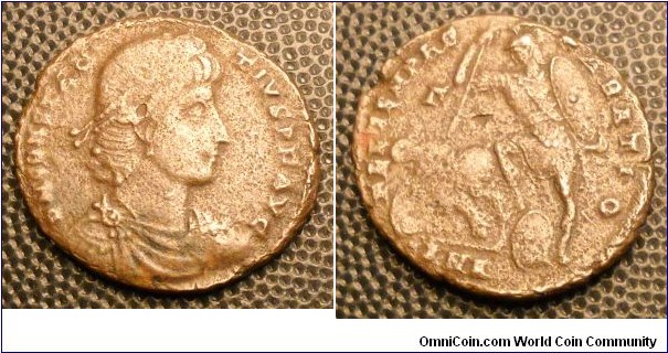 CONSTANTIUS II
A.D. 337-361 	Æ Centenionalis. Rev. FEL TEMP REPARATIO, Soldier spearing fallen horseman. Γ in left field. ANA in exergue. Mint of Antioch. 4.9gm 24mm RIC 132