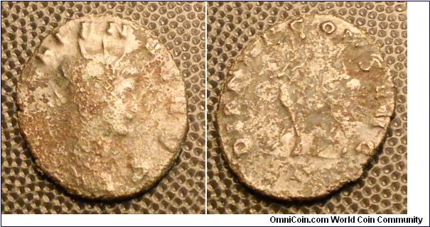 GALLIENUS
A.D. 253-268 	Æ Antoninianus. Obv. IMP GALLIENVS AVG, Radiate head right. Rev. DIANAE CONS AVG, Antelope walking left, Γ in exergue. 2.3gm 18x20mm RCV 10199 var. RSC 154