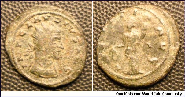 CLAUDIUS II
A.D. 268-270 	Æ Antoninianus. Rev. LAETITIA AVG, Laetitia standing left holding wreath and cornucopiae, I in field. 3.4gm 23mm RCV 11345