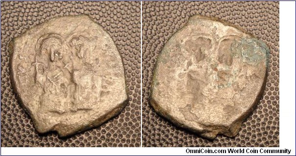JUSTIN II
A.D. 565-578 	Æ Half follis, Obverse brockage. 6.8gm, 26mm, BCV 360