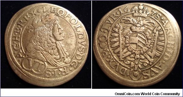 Leopold I,VI kreuzer,Austria,Wien mint,