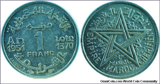 Morocco1Franc-y46-(AH1370)1951