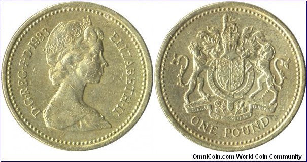 1 pound Heraldic Emblems - Royal British Arms (1st Edition, 1st Type)Nickel-brass