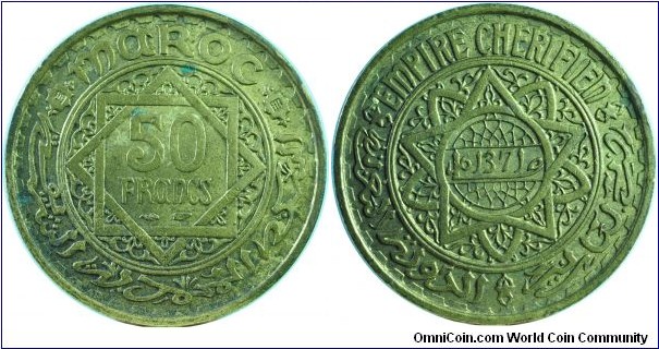 Morocco50Francs-y51(AH1371)1952