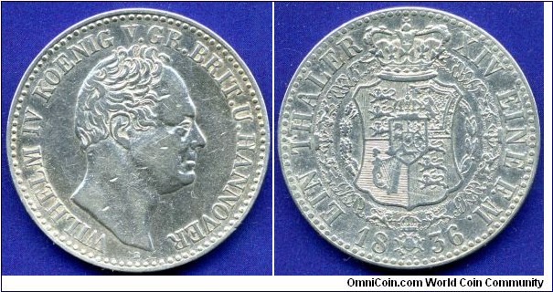 1 Thaler.
Kingdom of Hannover.
Wilhelm IV (1830-1837), von Hannover, Britain & Ireland.
Edge lettering: *NEC**ASPERA**TERRENT*.
*B* - Hannover mint.


Ag750f. 22,27gr.