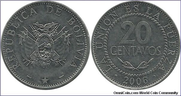 Bolivia 20 Centavos 2006