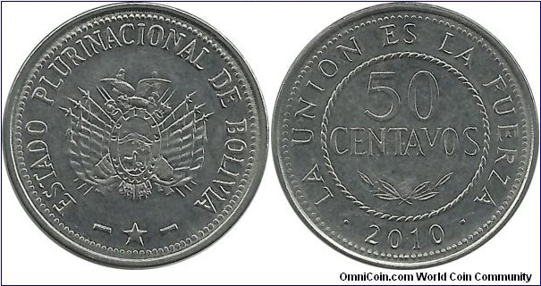 Bolivia 50 Centavos 2010 - 