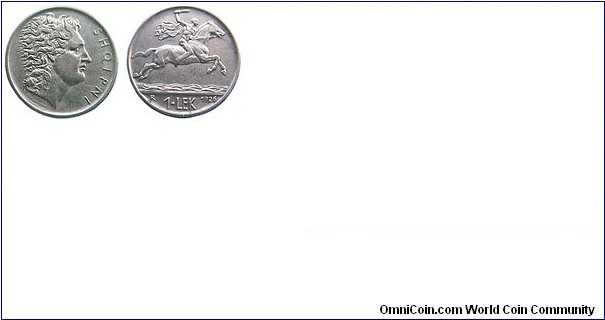 1 Lek 1926 Obverse Alexander the Great