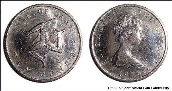 ISLE OF MAN~10 Pence 1976