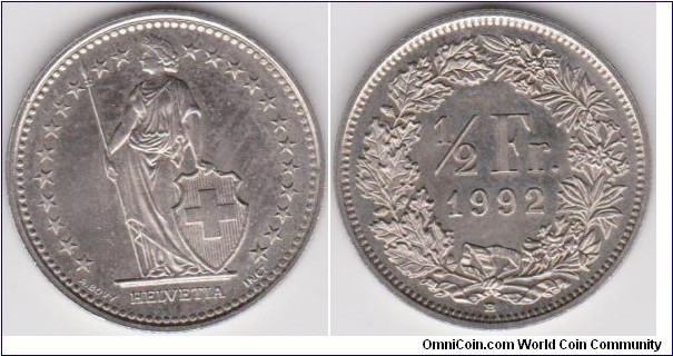 1992 Switszerland half Franc
