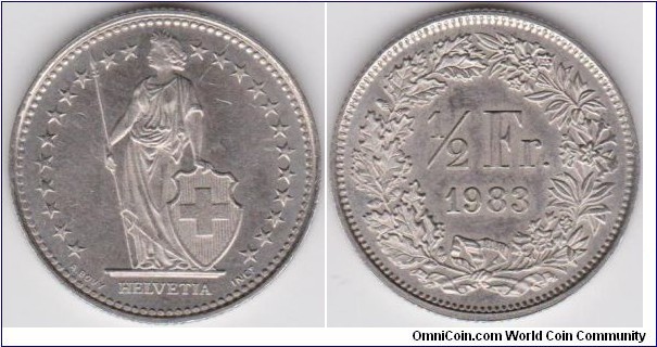 1983 Switszerland half Franc