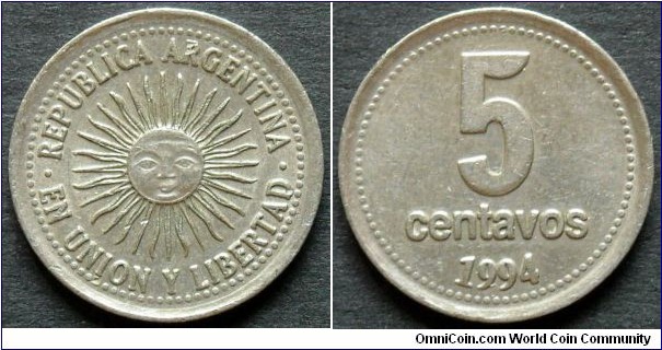 Argentina 5 centavos.
1994