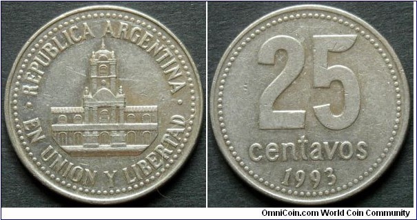 Argentina 25 centavos.
1993