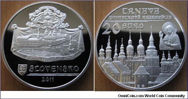 20 Euro - Conservation area of the Trnava town - 33.63 g Ag .925 Proof - mintage 9,950