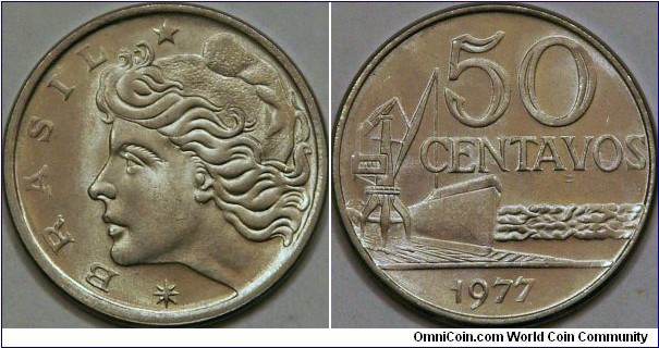 50 Centavos, ship yard on reverse, 27 mm, steel